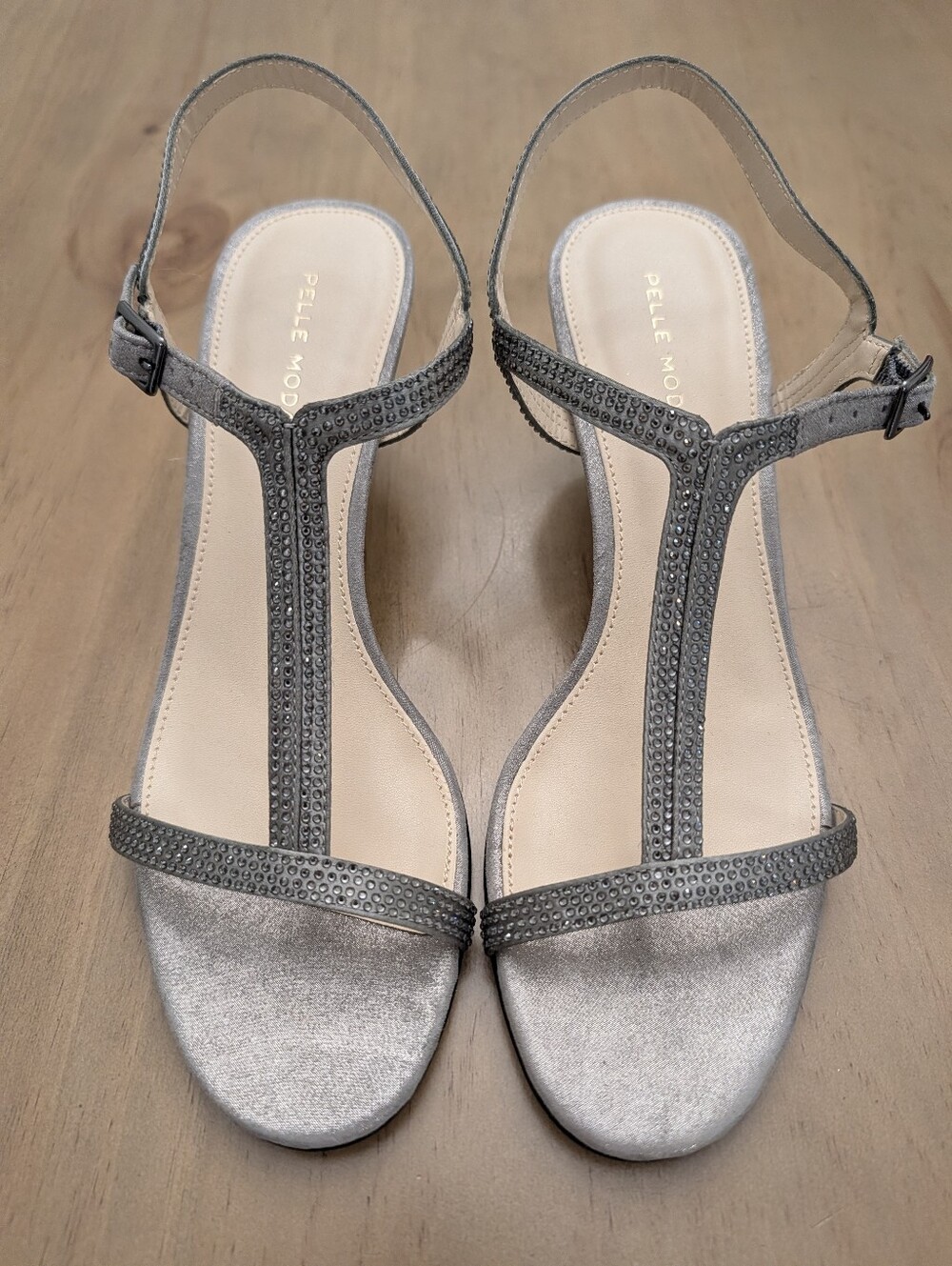 $175 Online Pelle Moda Pewter Fable Kitten 2" Heel Crystals Women Size 9 1/2 NWT